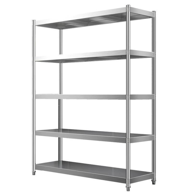 Wholesale stainless steel shelves kitchen storage rack floor-mounted multi-layer storage for five-layer household balcony storage