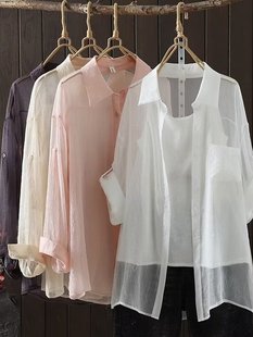 2025 Summer New Mid-Length Shirt for Women, Loose Casual Versatile Shirt, Petite Thin Chiffon Jacket Trendy