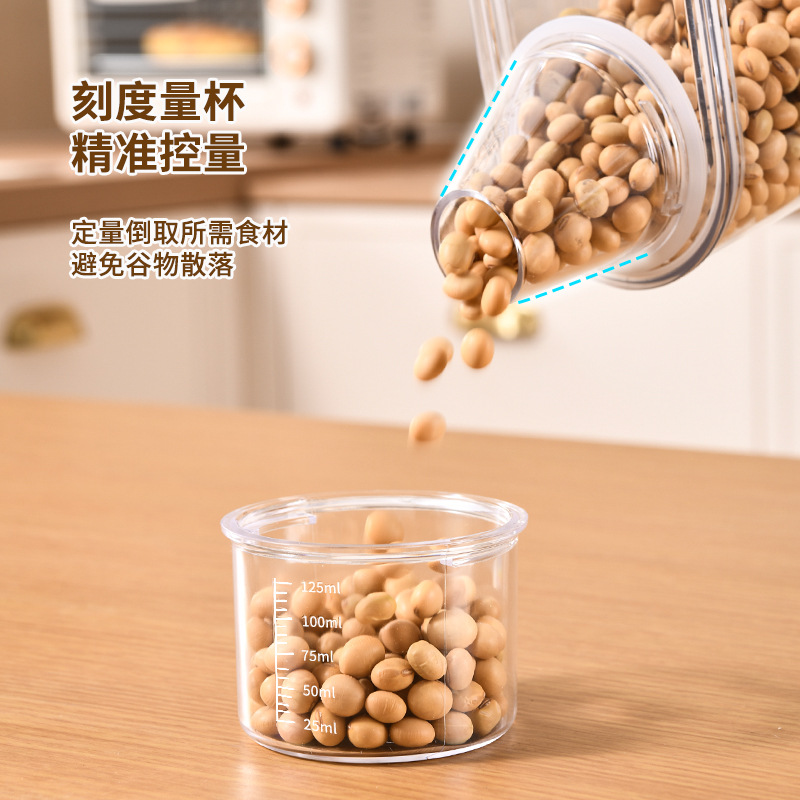 Tarro sellado de alimentos cuadrado, caja de almacenamiento de granos integrales, olla de almacenamiento de bocadillos de nueces de cocina doméstica, olla de plástico