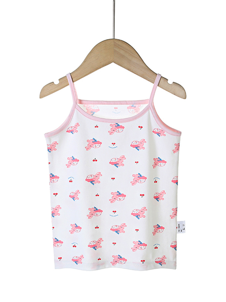 Y Autumn/Winter New Pure Cotton Girls' Camisole Cartoon Undershirt for Baby Girls, Mid-To-Large Children's Belly-Protecting Underwear Homewear