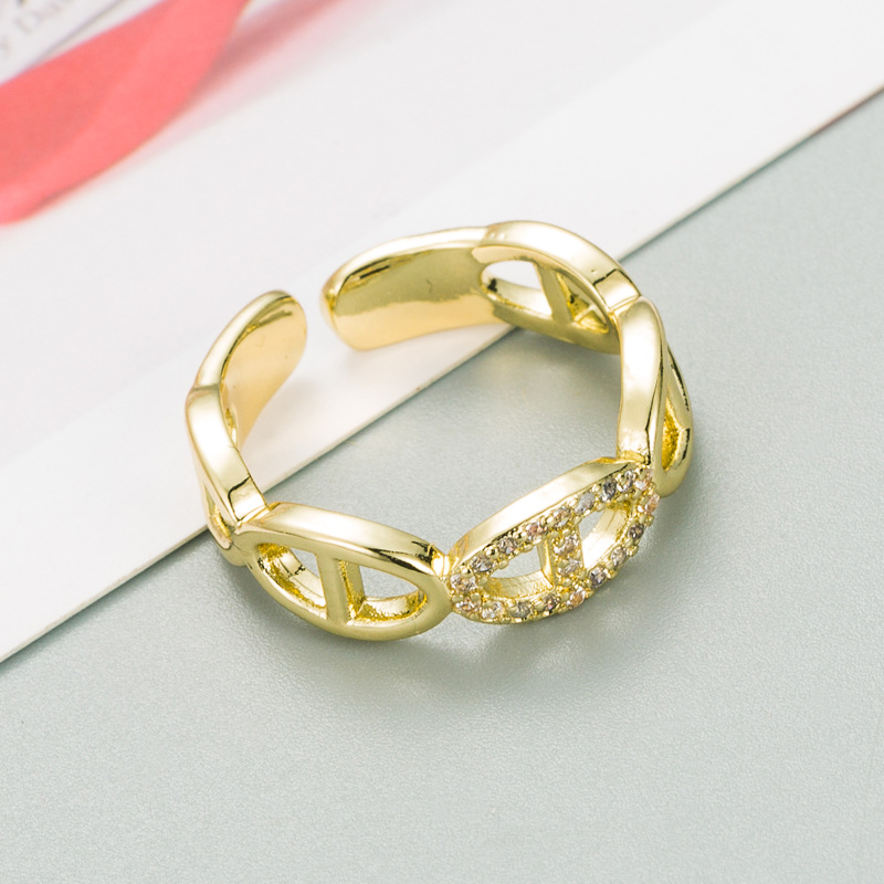 Fashion Geometry Pattern Inlaid Open-end Zircon Ring display picture 6