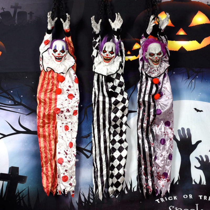 ハロウィン吊り下げ幽霊、ピエロ、乾燥した死体、看護師、花嫁、カボチャの幽霊、電動音光付きお化け屋敷、密室装飾小道具|undefined