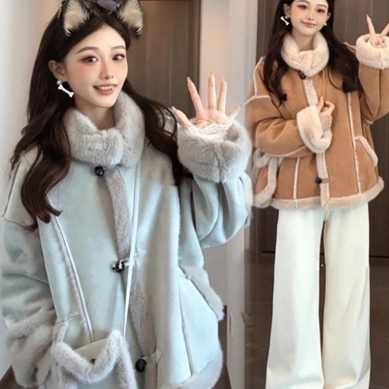 Early Autumn Lapel Fur Coat Women's Short New Autumn and Winter Korean Style Loose Motorcycle Jacket Thickened Fur New Style Early Autumn Lapel Fur Coat Women's Short New Autumn and Winter Korean Style Loose Motorcycle Jacket Thickened Fur New Style