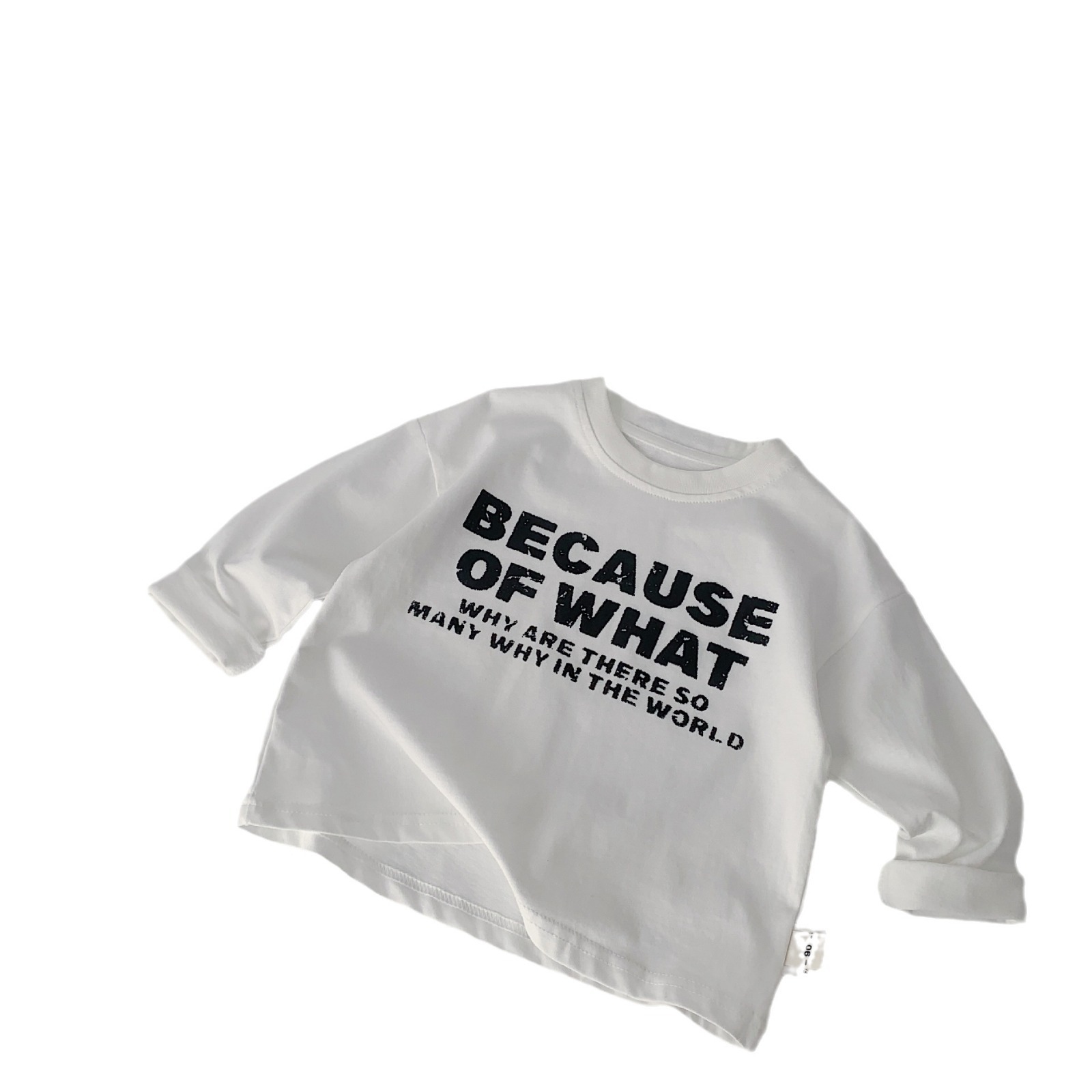 Maibao camiseta para niños 2024 primavera cuello redondo manga larga para niños Nueva camiseta larga casual ropa para niños carta Camisa de algodón moda