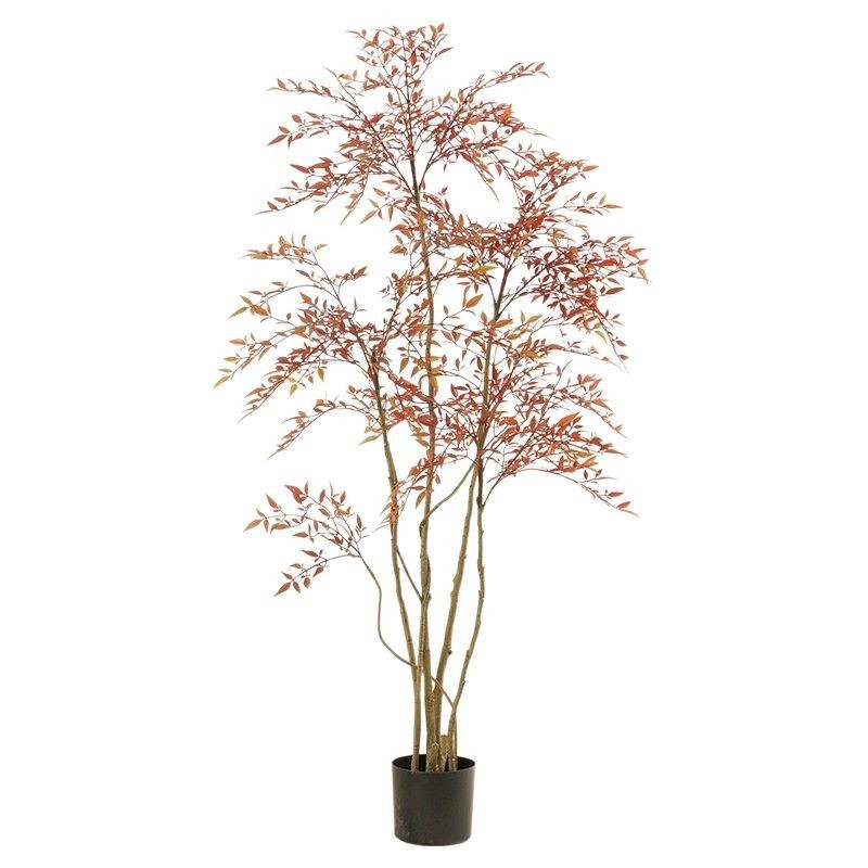 Nantian Bamboo 模擬緑植物赤ハイエンドライト高級屋内リビングルーム大型鉢植え床置き装飾品バイオニック偽植物|undefined
