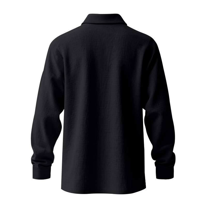 Linen Men's Long Sleeve American Style Loose Fit Autumn New Arrival Heavyweight T-Shirt Light Mature_viptrois.com