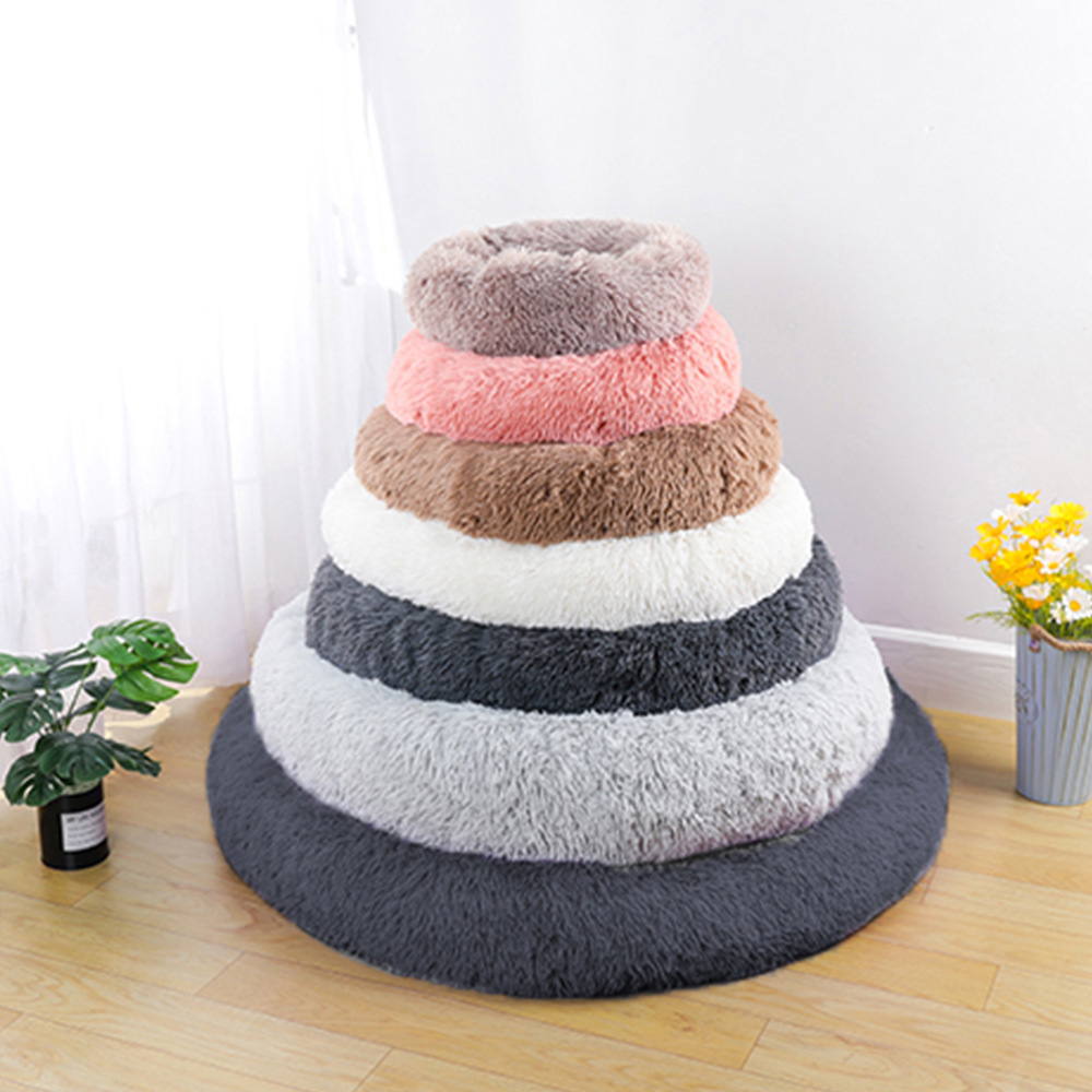 Almohadilla para mascotas mejorada, caseta para perros extraíble y lavable, forro redondo de felpa, camada para mascotas desmontable y limpiable, camada para gatos con cremallera