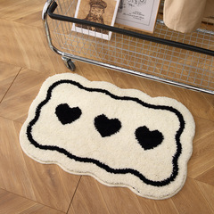 Cream style bathroom bathroom absorbent floor mat carpet black and white love foot mat in front of the door non-slip floor mat bedroom bedside