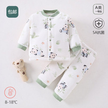 婴儿分体衣服加厚夹棉三层保暖秋冬纯棉新生儿宝宝棉衣棉服童套装