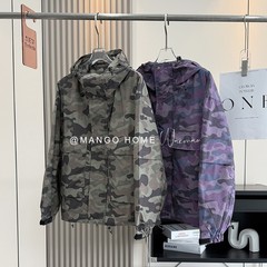 山系户外！秋季新品宽松迷彩印花防水连帽夹克冲锋衣外套  8886