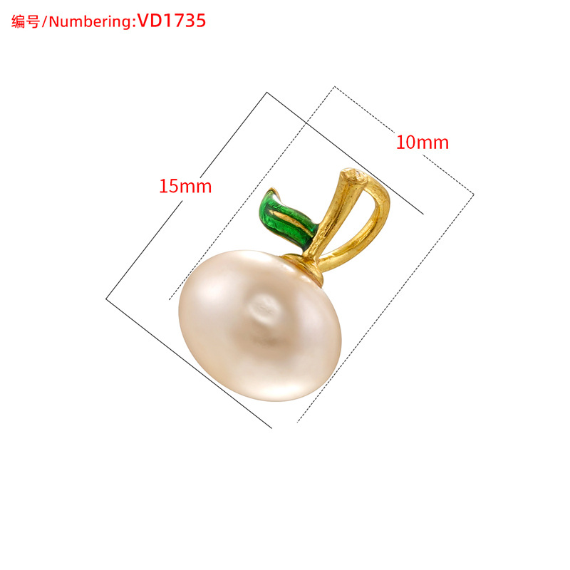 Cherry, Enamel, iPhone Design 1 Piece 14*18MM Hole 2~2.9mm Brass Apple Pendant