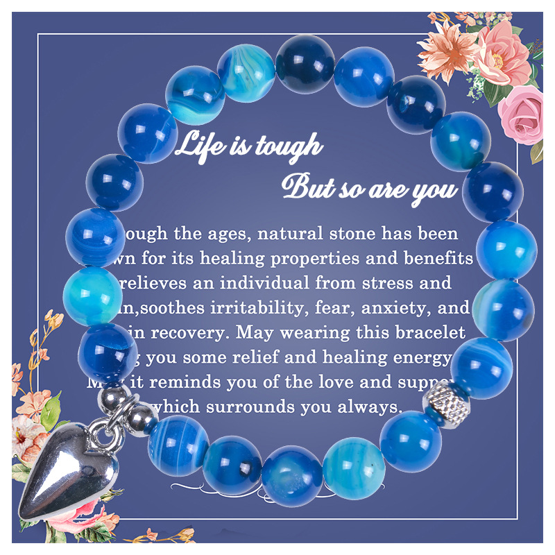 Fashion Heart Shape natural stone Agate Beaded Bracelets 1 Piece