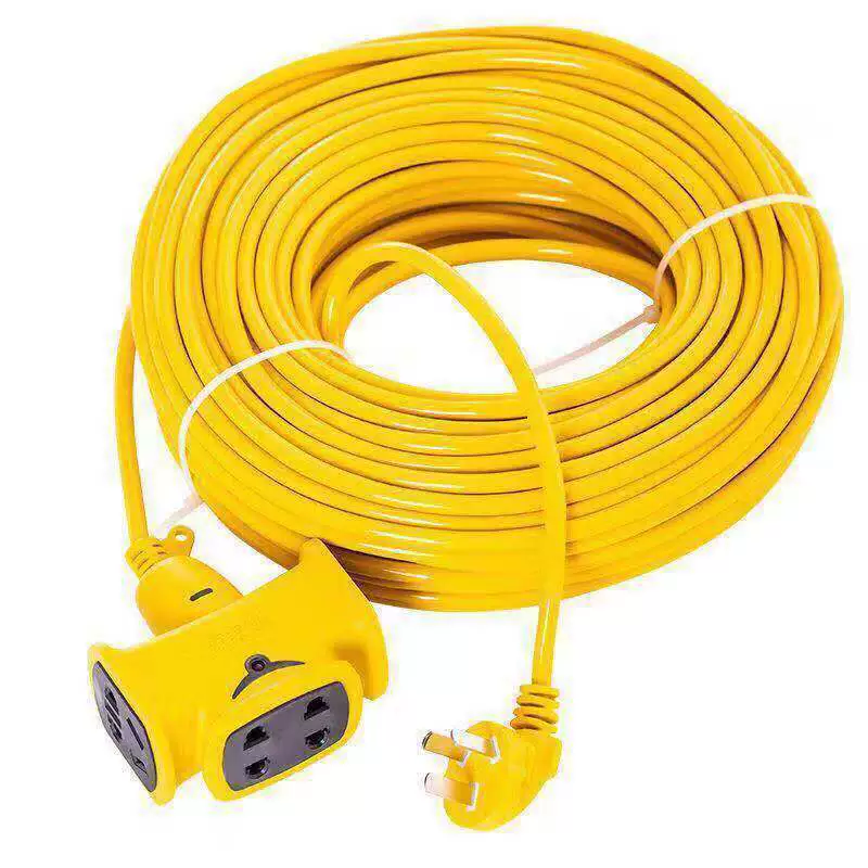 Rainproof plug‑in power extension cord, 2–40 m, integrated molding, switch and 14‑socket options