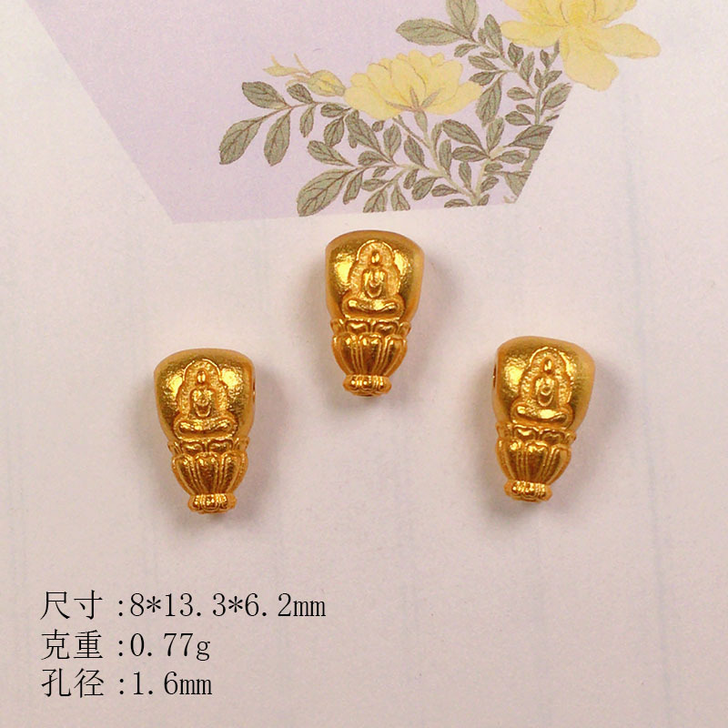S925 Silver Gold-Plated Three-Way Phaseless Buddha Five-Sutra Accessories Bracelet Necklace String Decoration DIY Handmade Bead Semi-Finished Product