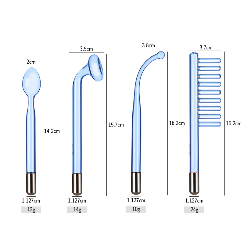 Caja de instrumentos de electroterapia de alta frecuencia 7-piezas Conjunto de 4 piezas 6-pieza accesorios de instrumento de belleza de vidrio electroterapia