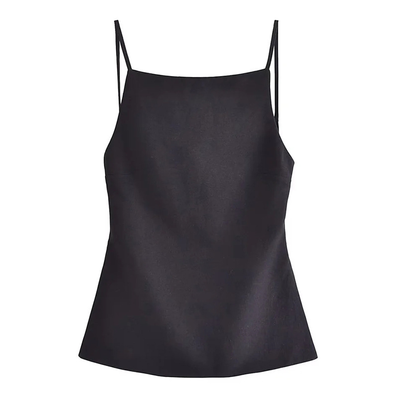 Foreign Trade Women's Satin Sexy Dew Vest Advanced Satin Lace-up Spice Girl Top Amazon Cross-border E-commerce Explosions