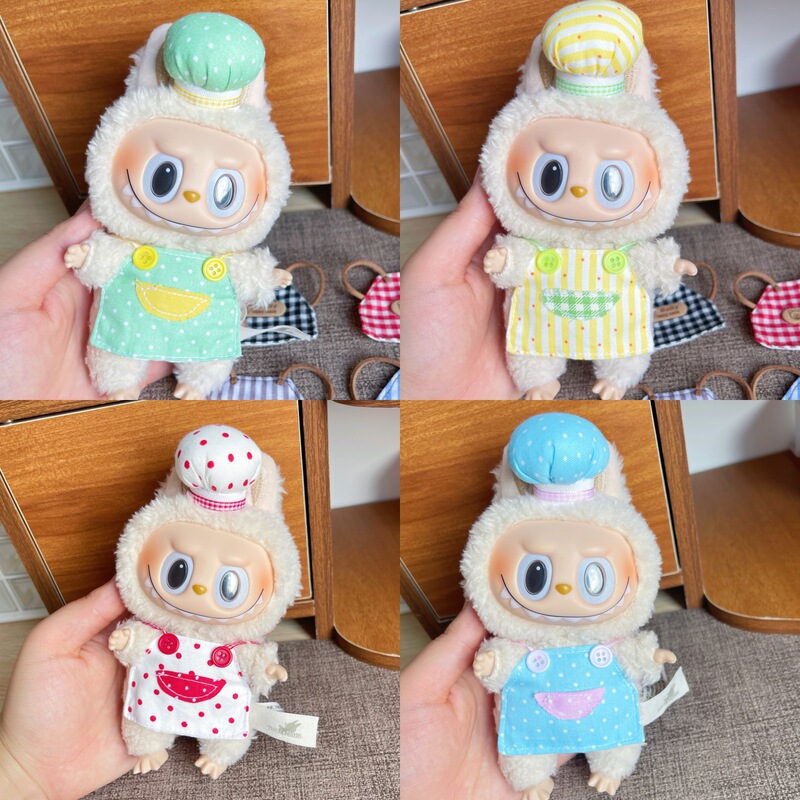 Labubu 着用可能なドレスアップラブブベビー服 17 センチメートル人形かわいいアクセサリー手作りエプロン綿人形装飾|undefined