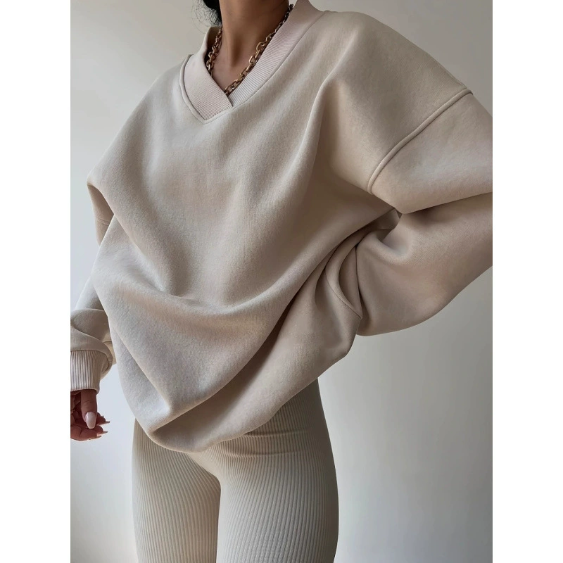 Новый бархатный американский свитер большого размера в европейском и американском стиле, пуловер, свободный свитер с длинными рукавами и v-образным вырезом, топ, осенне-зимний стиль для молодежи