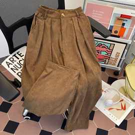 跨境灯芯绒裤子男款秋冬季直筒宽松垂感潮牌美式卫裤运动休闲长裤