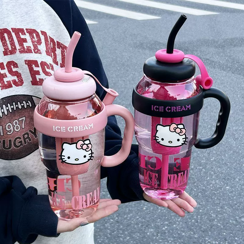 High quality plastic capacious tea cup, handheld sports bottle, creative space glass