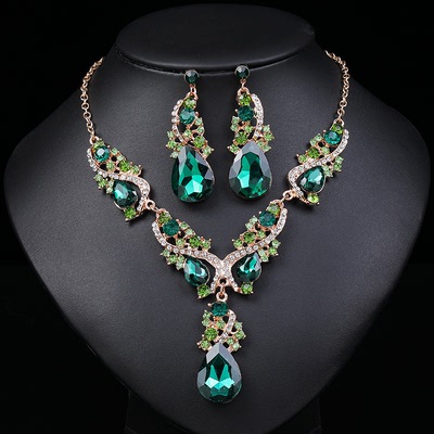 Wedding Prom Party Jewelry Necklace and Earrings accessories for women Girlsnecklaces earrings two-piece 