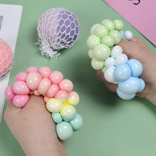 Unzip Toy Stress Relief Three-Color Jelly Grape Ball Soft Squeeze Beads Pinch Fun Toy Gift for Children Students
