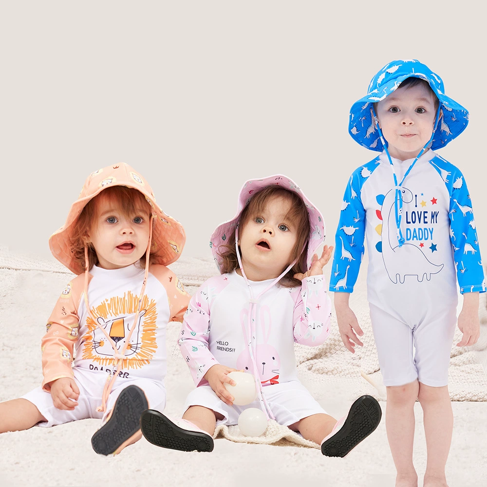 Детский купальник для мальчиков и девочек, цельный детский быстросохнущий солнцезащитный козырек с длинными рукавами, детский купальник для младенцев