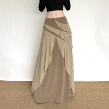 2025欧美风秋季跨境新款纯色不规则小众设计感高腰百搭半身裙女装