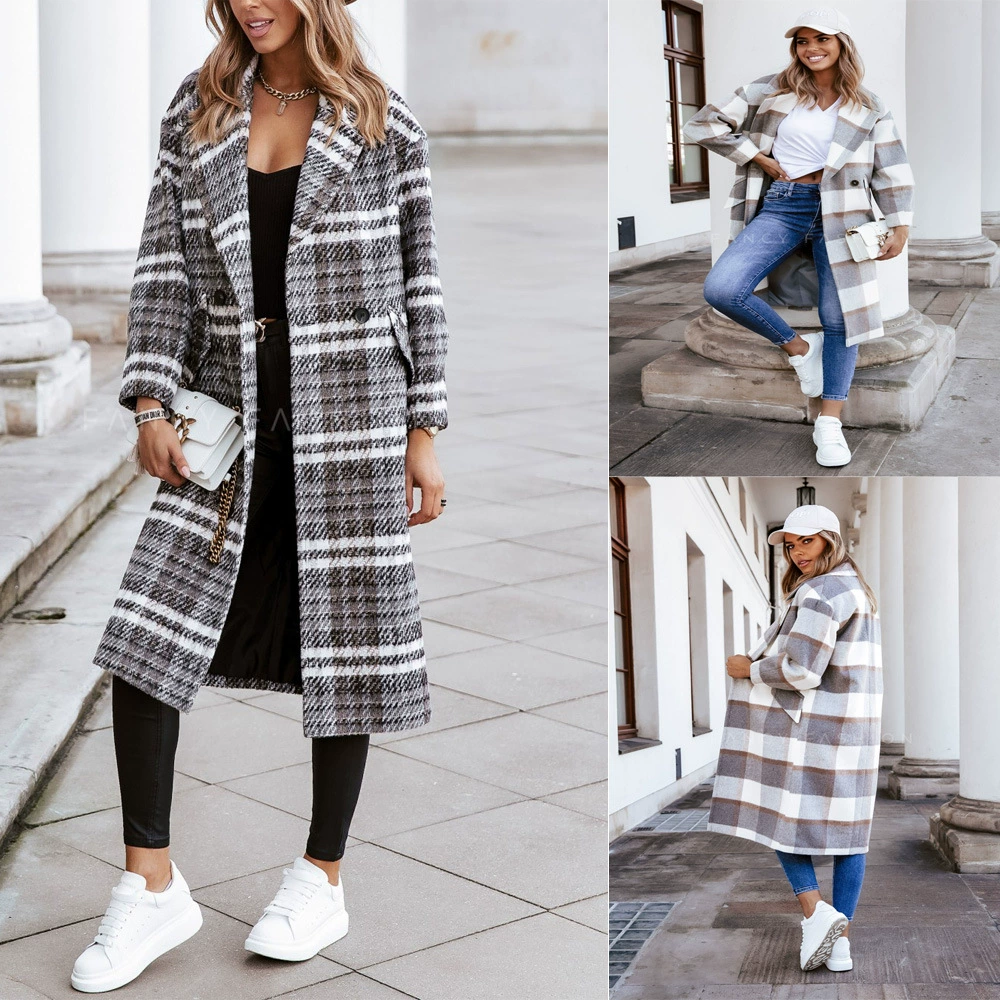 Демисезонный длинный костюм, пальто, европейский стиль, wish, oversize