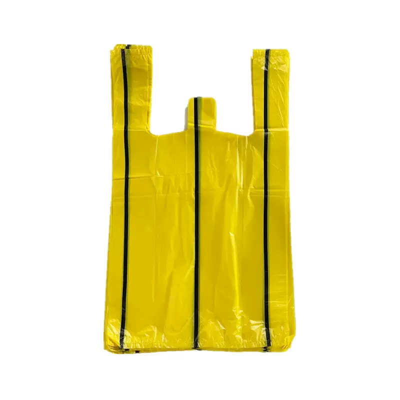 HDPE一次性黄色白色条纹塑料背心袋包装袋出口