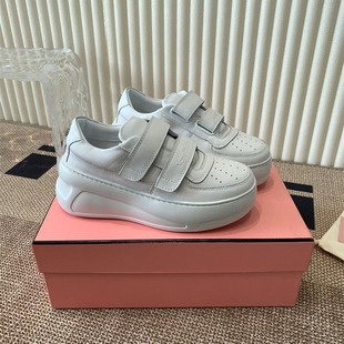 Ma Sichun same style shoes for women 2024 spring and autumn smiling face thick sole heightening small person genuine leather casual sports shoes small white shoes