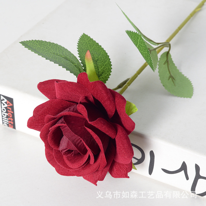 模造ベルベットバラ一本造花人工花ウェディングホームバレンタインデー装飾高級感花束壁|undefined