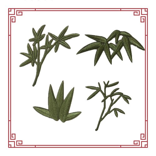 Treasure No. 1 antique bamboo leaf embroidery cloth stickers linen bags bamboo stickers accessories clothing accessories patch stickers