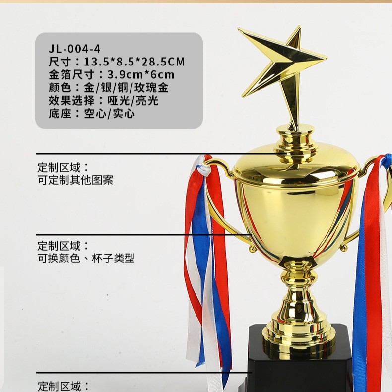 Inventario de trofeos de plástico pequeños adornos para niños incentivar regalos de plástico proceso galvanizado trofeos personalizados en blanco sentido superior