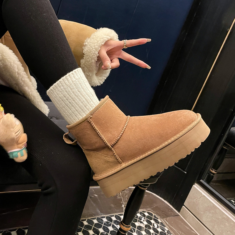 Xd2 Huidong Yixin Da Genuine Leather Home Plush Short Boots Thick-Soled Snow Boots Women's Plush Cotton Slippers Xd2 Huidong Yixin Da Genuine Leather Home Plush Short Boots Thick-Soled Snow Boots Women's Plush Cotton Slippers