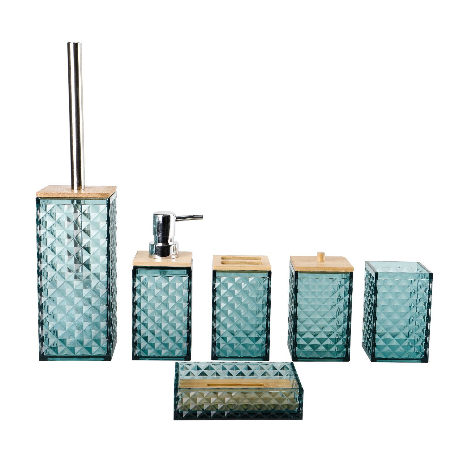 5002-6 Set de seis piezas con cubierta de bambú - Morandi Blue