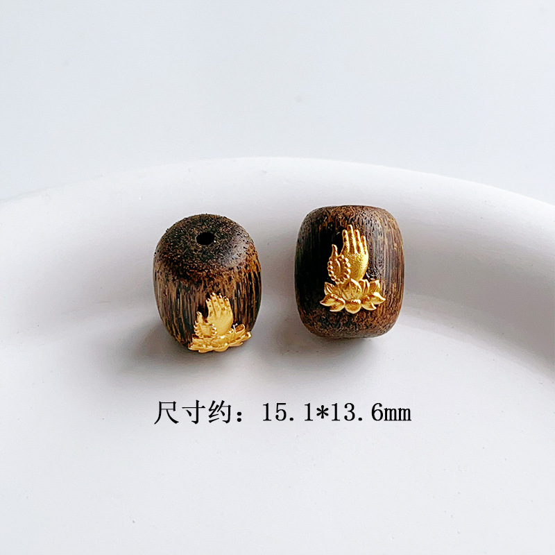 Natural agarwood play accessories s925 silver gold-plated five by zhakiram bracelet accessories diy beads half