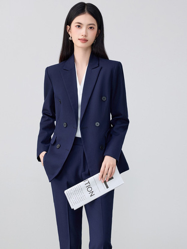 Women's Spring New Business Suit Blue Suit Set Professional Formal Suit University Graduation Interview Manager Workwear Trousers