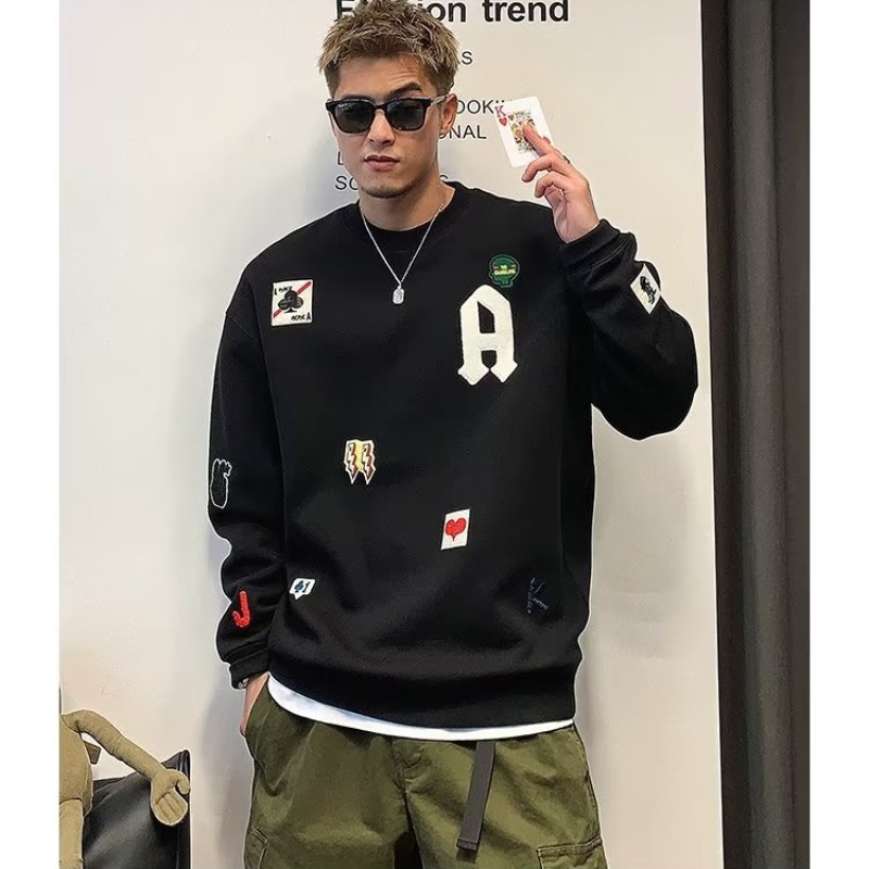 Maglione a maniche lunghe girocollo da uomo in edizione coreana autunnale Tendenza versatile Design della moda americana Sensazione stupida e_voghion.com