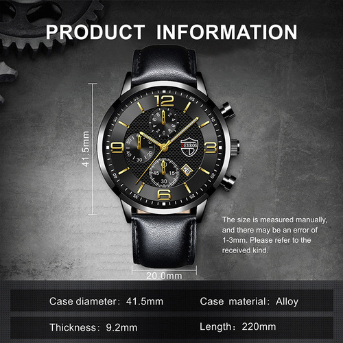 DEYROS cross-border men's calendar quartz watch men's student watch fashion leather watch luminous men's watch