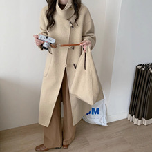 2025新款立领高双面呢大衣女直筒挎包韩式羊毛子外套秋冬季