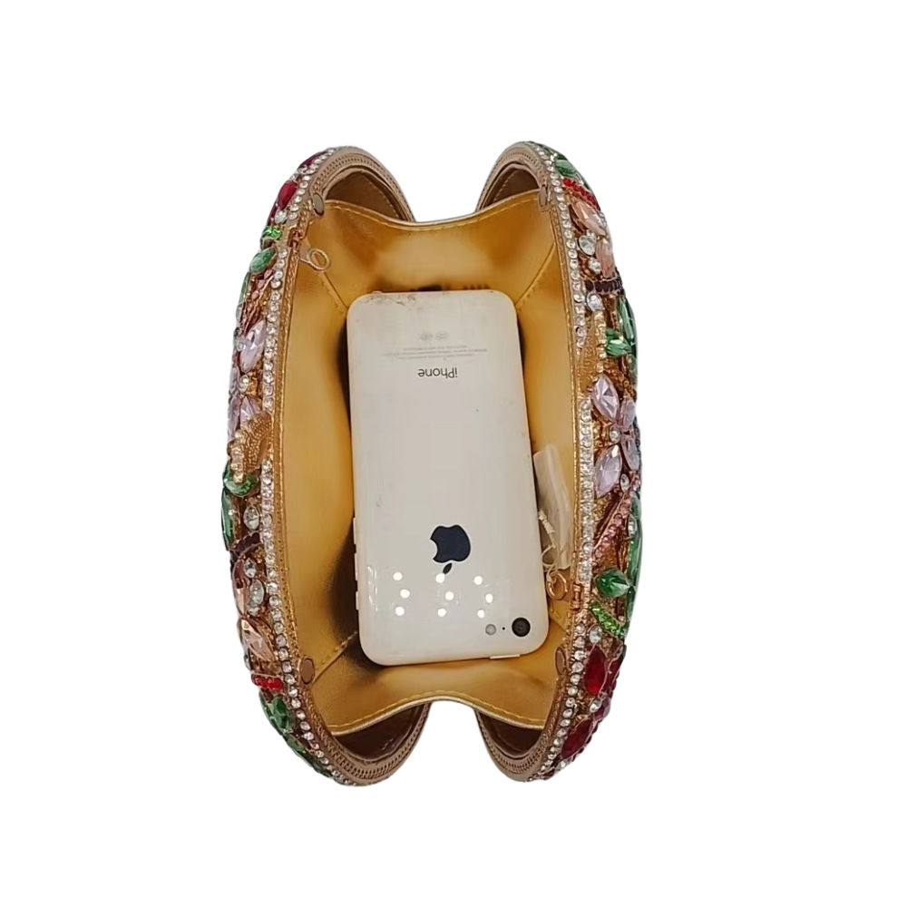 Túi clutch nữ đính đá dạ hội kim loại khung lưới — Màu vàng 1, Màu vàng 2, Màu bạc, Màu đen