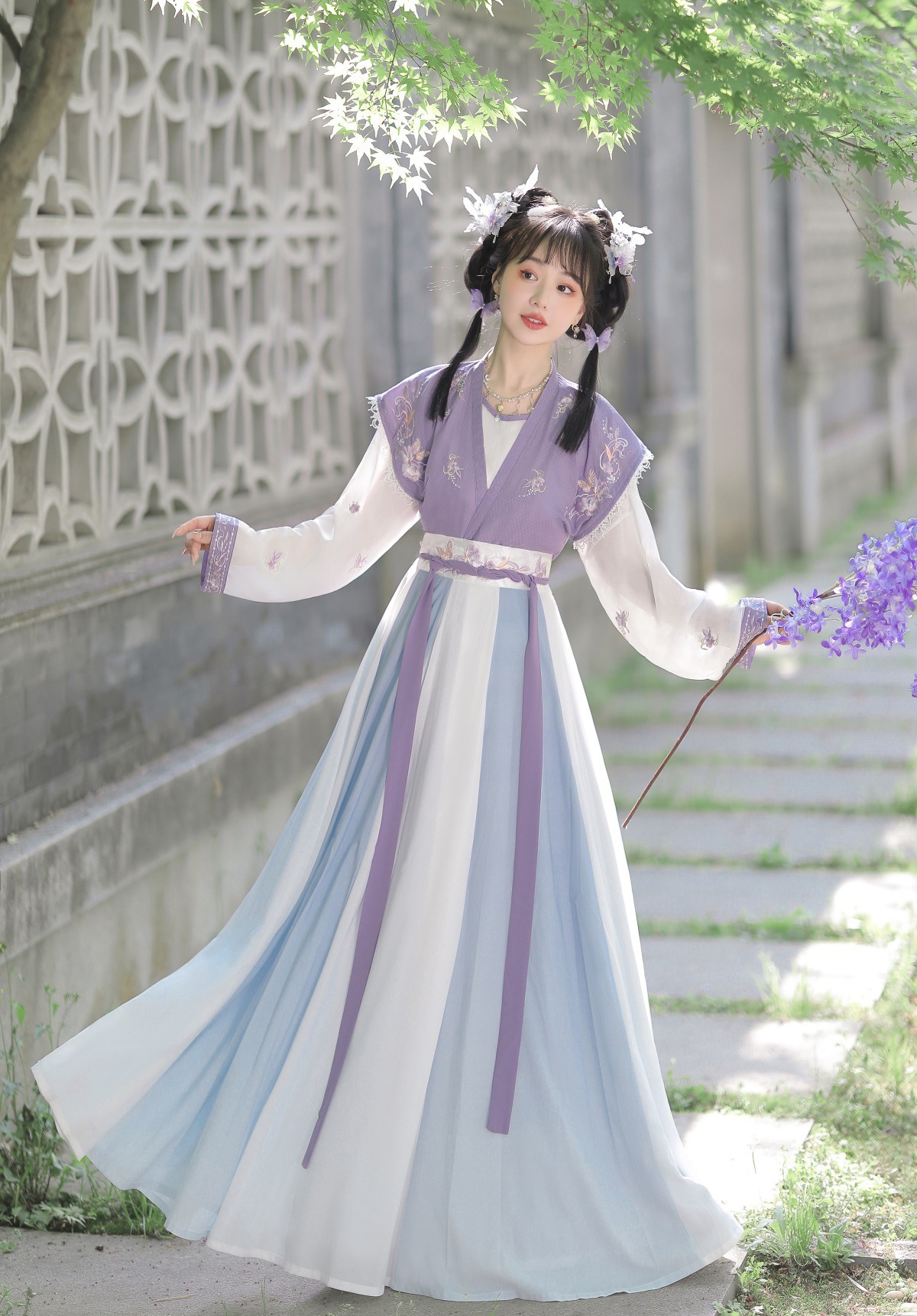 原创设计新款越歌梦汉服女中国风晋制交领齐腰褶裙魏晋风日常8296-阿里巴巴