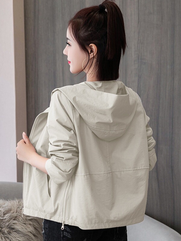Women's Short Hooded Jacket for Spring and Autumn, New Versatile Slim-Fit Long-Sleeve Jacket for Petite Women Women's Short Hooded Jacket for Spring and Autumn, New Versatile Slim-Fit Long-Sleeve Jacket for Petite Women