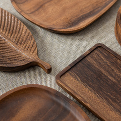 2F胡桃木托盤日式實木方形盤家用果盤酒店橢圓甜點蛋糕盤isn風餐