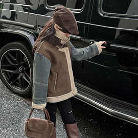 女童时尚外套秋冬加绒毛衣加厚儿童冬季2025宝宝新款皮毛一体上衣