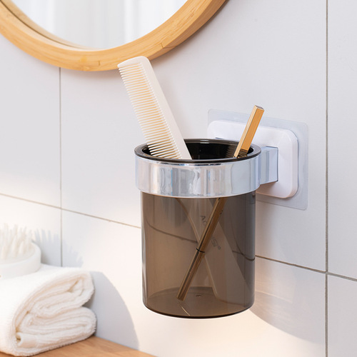 Cross-border best-selling seamless adhesive kitchen storage rack transparent plastic storage tube bathroom toilet water flower pot