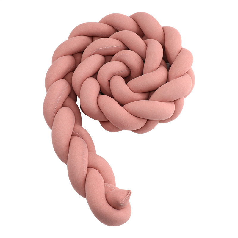 Protector de Barandilla de Cama con Trenza de Tres Hebras, Decoración de Barandilla de Cama para Bebés y Niños, Almohada Anudada de Estilo Europeo Tejida a Mano Estilo Ins.