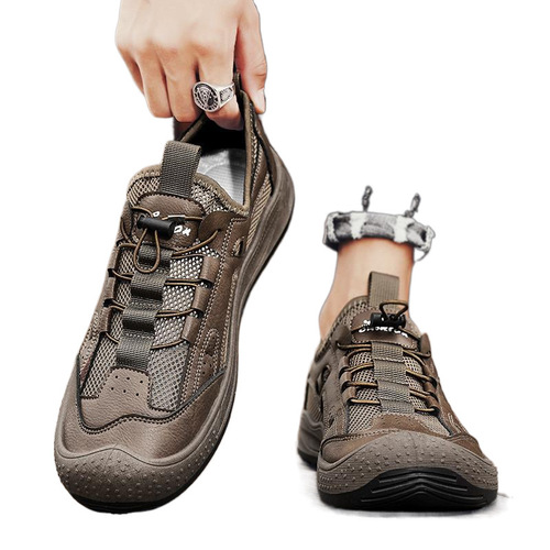 One-Pedal Men's Summer New Breathable Thin Mesh Hole Sports Shoes for Men Casual Versatile Fashion Men's Shoes