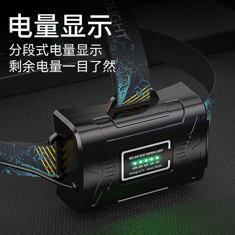 Los fabricantes venden al por mayor luces de pesca nocturna de luz fuerte transfronteriza, luz de minero de inducción, carga USB, luz delantera de emergencia inteligente montada en la cabeza